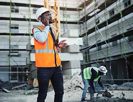 Construction manager on site